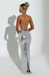 Fioreclo Atalia Maxi Dress in Silver