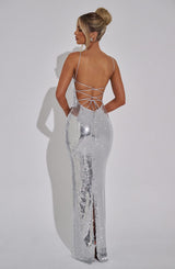 Fioreclo Atalia Maxi Dress in Silver