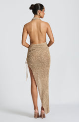Fioreclo Ayla Midi Dress in Beige