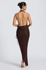 Fioreclo Ayla Midi Dress in Plum Brown