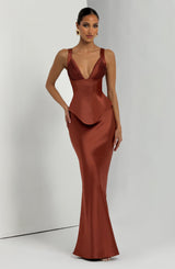 Fioreclo Aylin Maxi Skirt in Rust