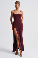 Fioreclo Beatrix Maxi Dress in Cherry Lacquer