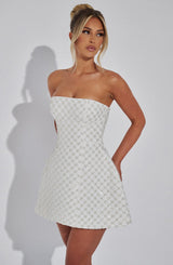 Fioreclo Beatriz Mini Dress in Ivory
