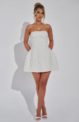 Fioreclo Beatriz Mini Dress in Ivory