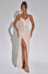 Fioreclo Bellini Maxi Dress in Nude