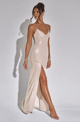 Fioreclo Bellini Maxi Dress in Nude