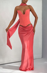 Fioreclo Bernadine Maxi Skirt in Coral Pink