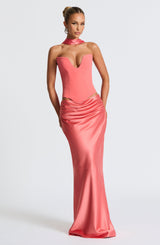 Fioreclo Bernadine Maxi Skirt in Coral Pink