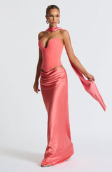 Fioreclo Bernadine Maxi Skirt in Coral Pink