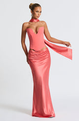 Fioreclo Bernadine Maxi Skirt in Coral Pink