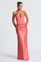 Fioreclo Bernadine Maxi Skirt in Coral Pink