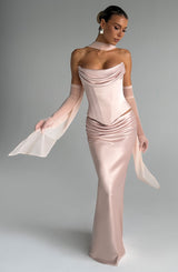 Fioreclo Bernadine Maxi Skirt in Soft Peach