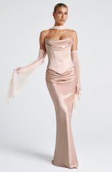Fioreclo Bernadine Maxi Skirt in Soft Peach