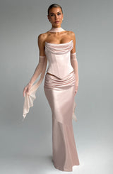 Fioreclo Bernadine Maxi Skirt in Soft Peach