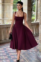 Fioreclo Bettina Midi Dress in Cherry Lacquer