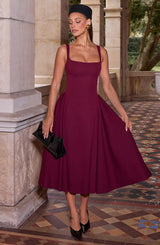 Fioreclo Bettina Midi Dress in Cherry Lacquer