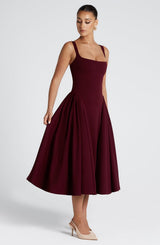 Fioreclo Bettina Midi Dress in Cherry Lacquer
