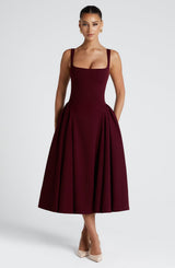 Fioreclo Bettina Midi Dress in Cherry Lacquer