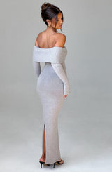 Fioreclo Beverly Knit Maxi Dress in Light Grey Marl