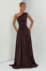 Fioreclo Bianka Maxi Dress in Plum Brown