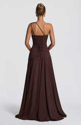 Fioreclo Bianka Maxi Dress in Plum Brown