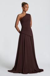 Fioreclo Bianka Maxi Dress in Plum Brown