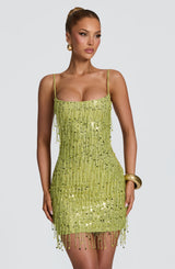Fioreclo Blaine Mini Dress in Olive