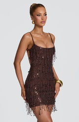 Fioreclo Blaine Mini Dress in Plum Brown