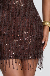 Fioreclo Blaine Mini Dress in Plum Brown