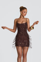 Fioreclo Blaine Mini Dress in Plum Brown
