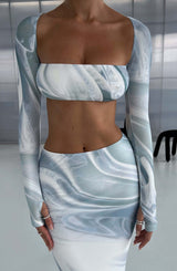 Fioreclo Blaire Maxi Skirt in Grey Haze Print