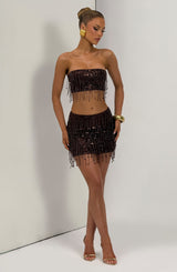Fioreclo Blayne Mini Skirt in Plum Brown