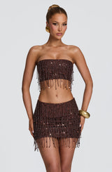 Fioreclo Blayne Mini Skirt in Plum Brown