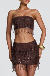 Fioreclo Blayne Mini Skirt in Plum Brown