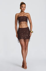 Fioreclo Blayne Mini Skirt in Plum Brown