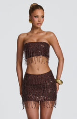 Fioreclo Blayne Mini Skirt in Plum Brown