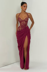 Fioreclo Bonetta Maxi Dress in Mulberry