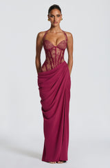 Fioreclo Bonetta Maxi Dress in Mulberry