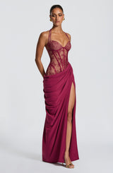 Fioreclo Bonetta Maxi Dress in Mulberry