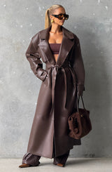 Fioreclo Brigitte Trench Coat in Plum Brown