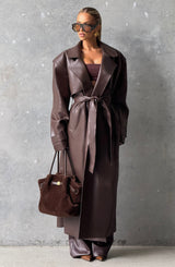 Fioreclo Brigitte Trench Coat in Plum Brown