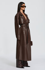 Fioreclo Brigitte Trench Coat in Plum Brown