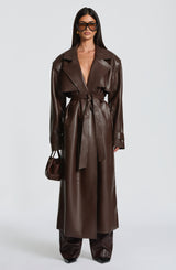 Fioreclo Brigitte Trench Coat in Plum Brown
