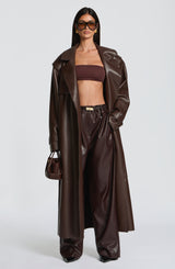Fioreclo Brigitte Trench Coat in Plum Brown
