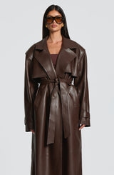 Fioreclo Brigitte Trench Coat in Plum Brown