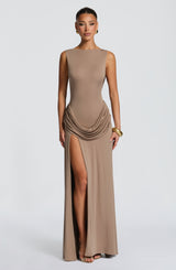 Fioreclo Bruna Maxi Dress in Stone