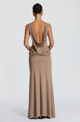 Fioreclo Bruna Maxi Dress in Stone