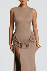 Fioreclo Bruna Maxi Dress in Stone
