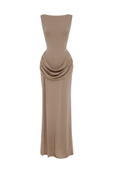 Fioreclo Bruna Maxi Dress in Stone