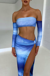Fioreclo Brynn Top in Blue Haze Print